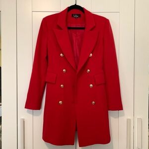 Long Red Gold Button Blazer